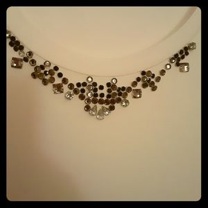 Ann Taylor cream L/S shell. Bead detail at collar.